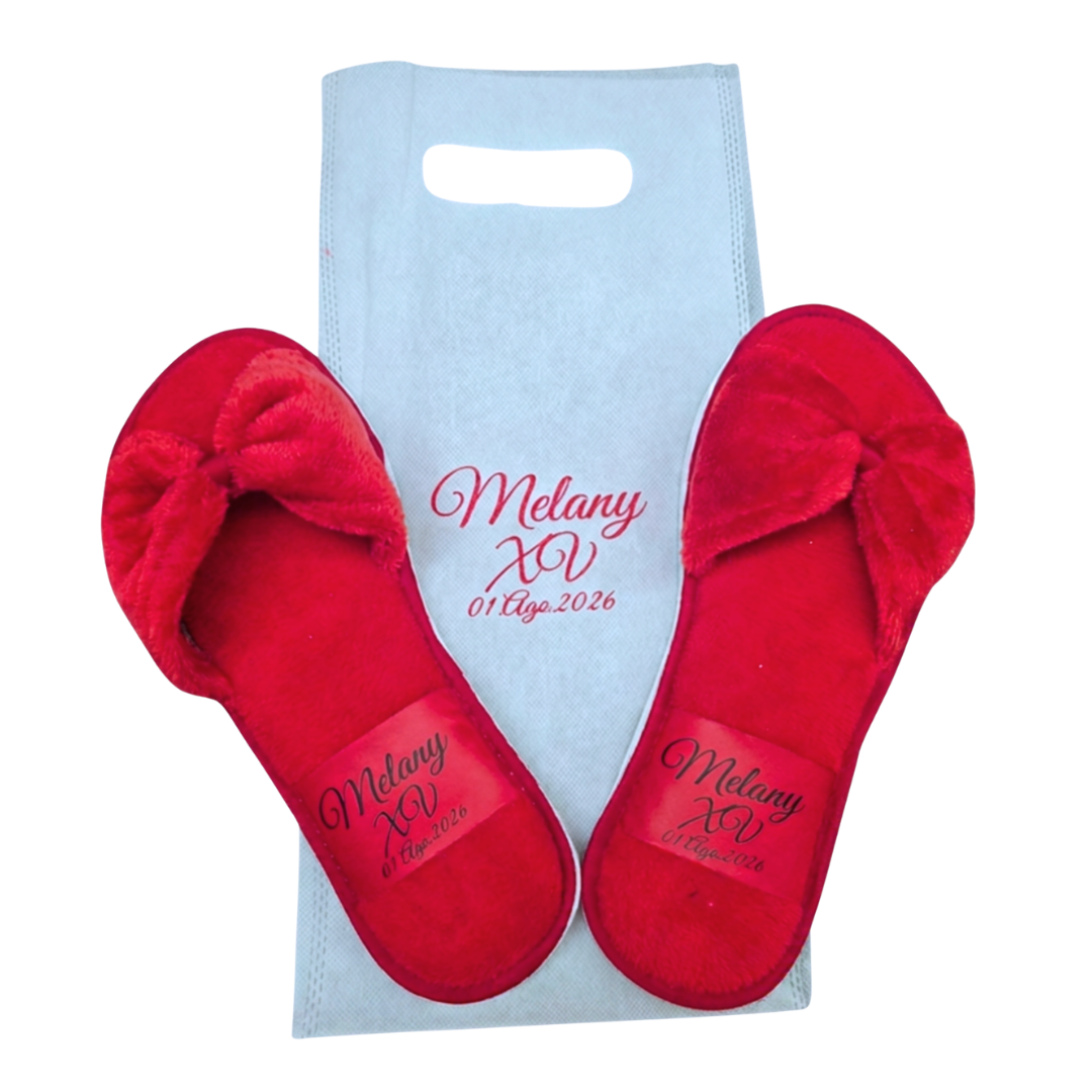 Pantunflas peluche rojo, boda