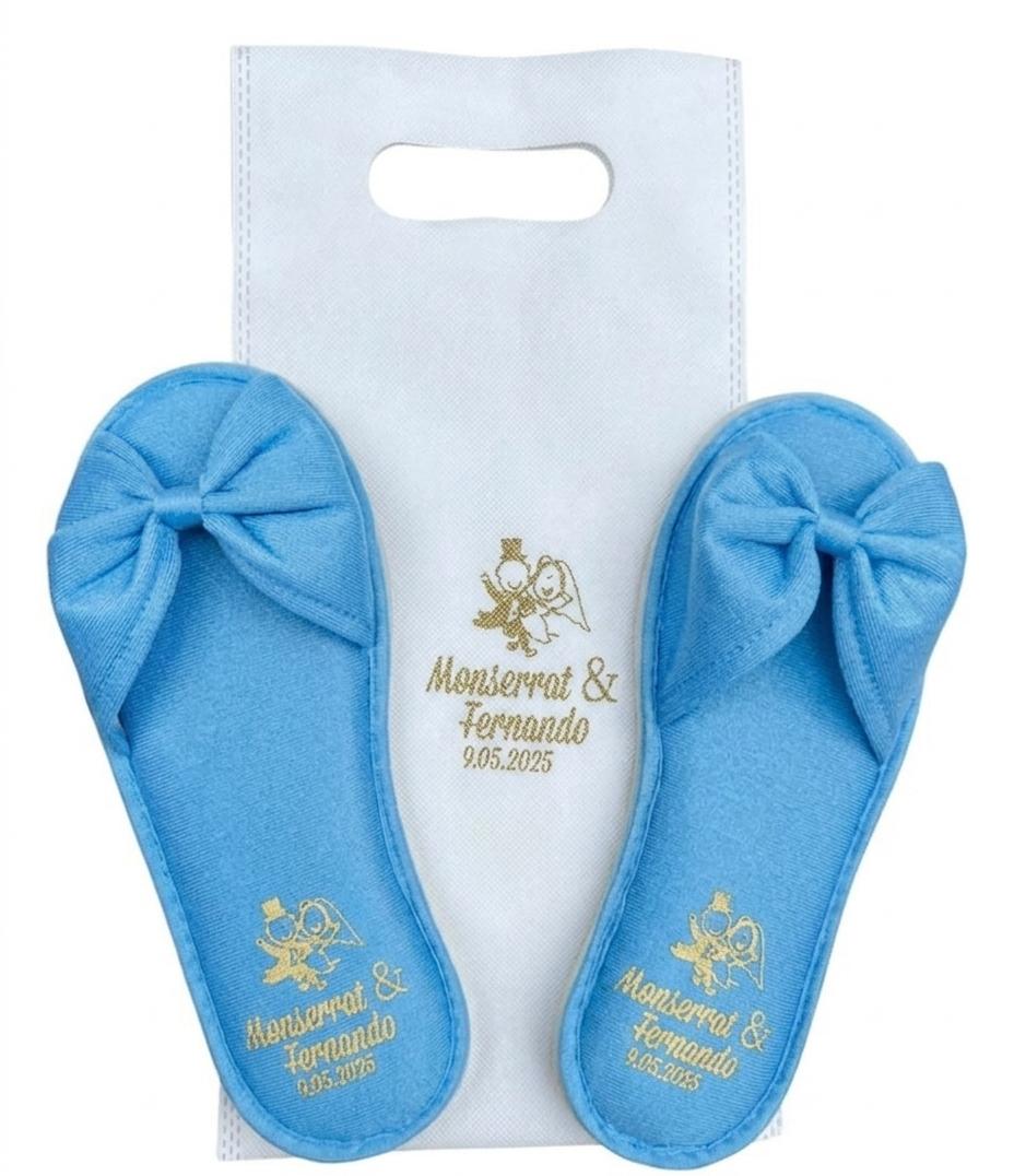 Pantufla satín azul, boda