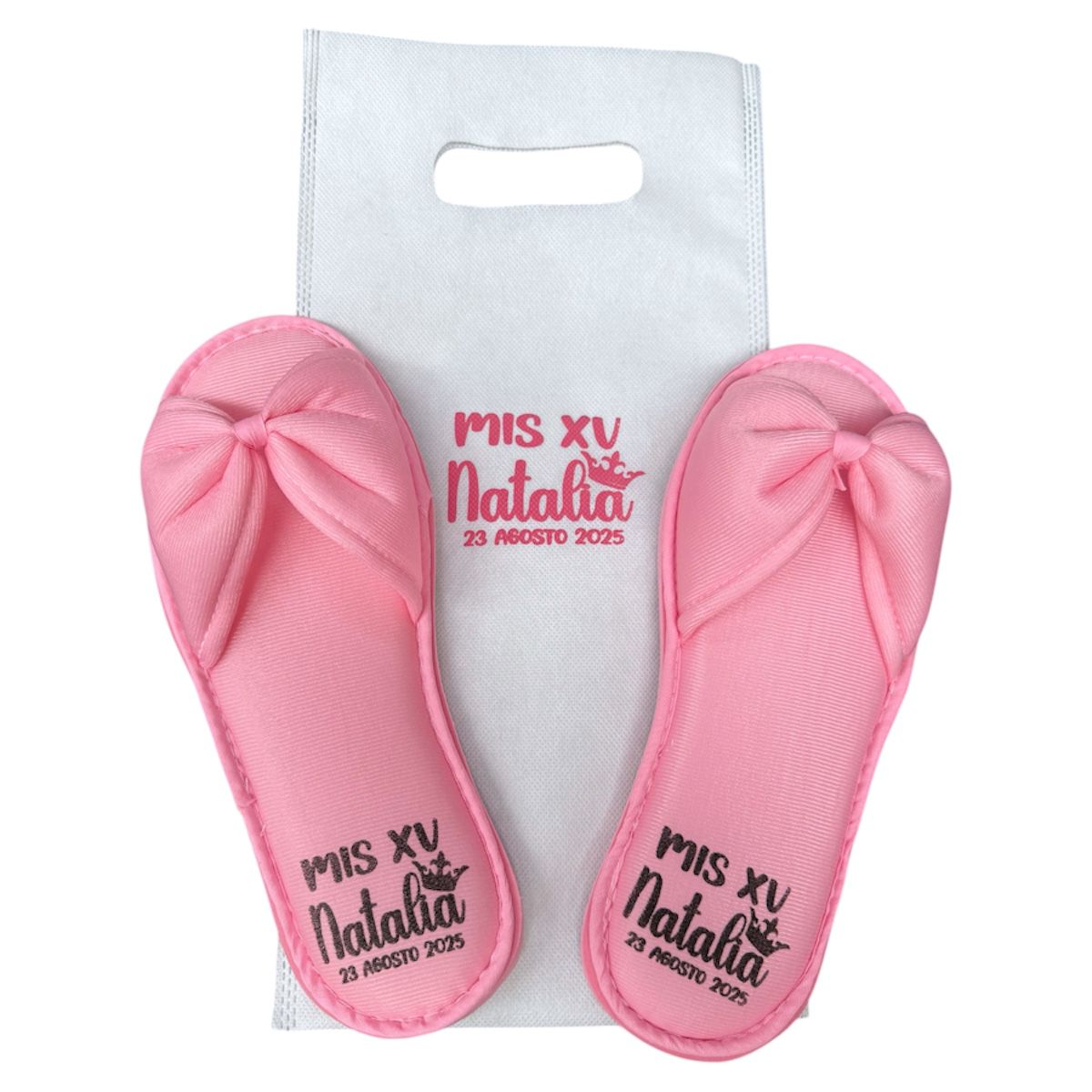 Pantuflas satín rosas, Boda