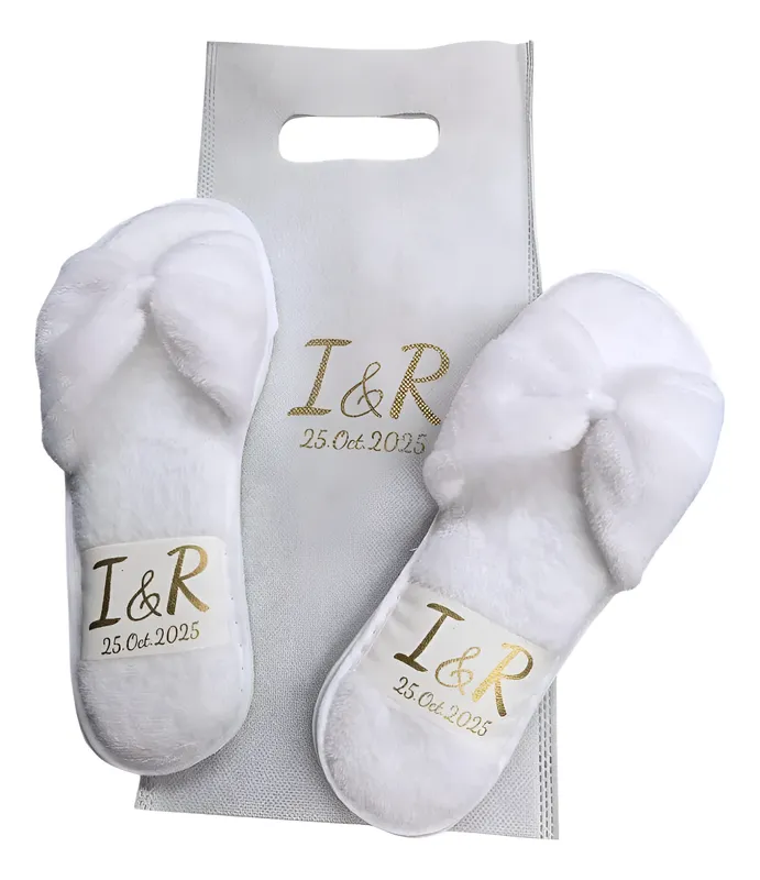 Pantuflas peluche blanco, boda