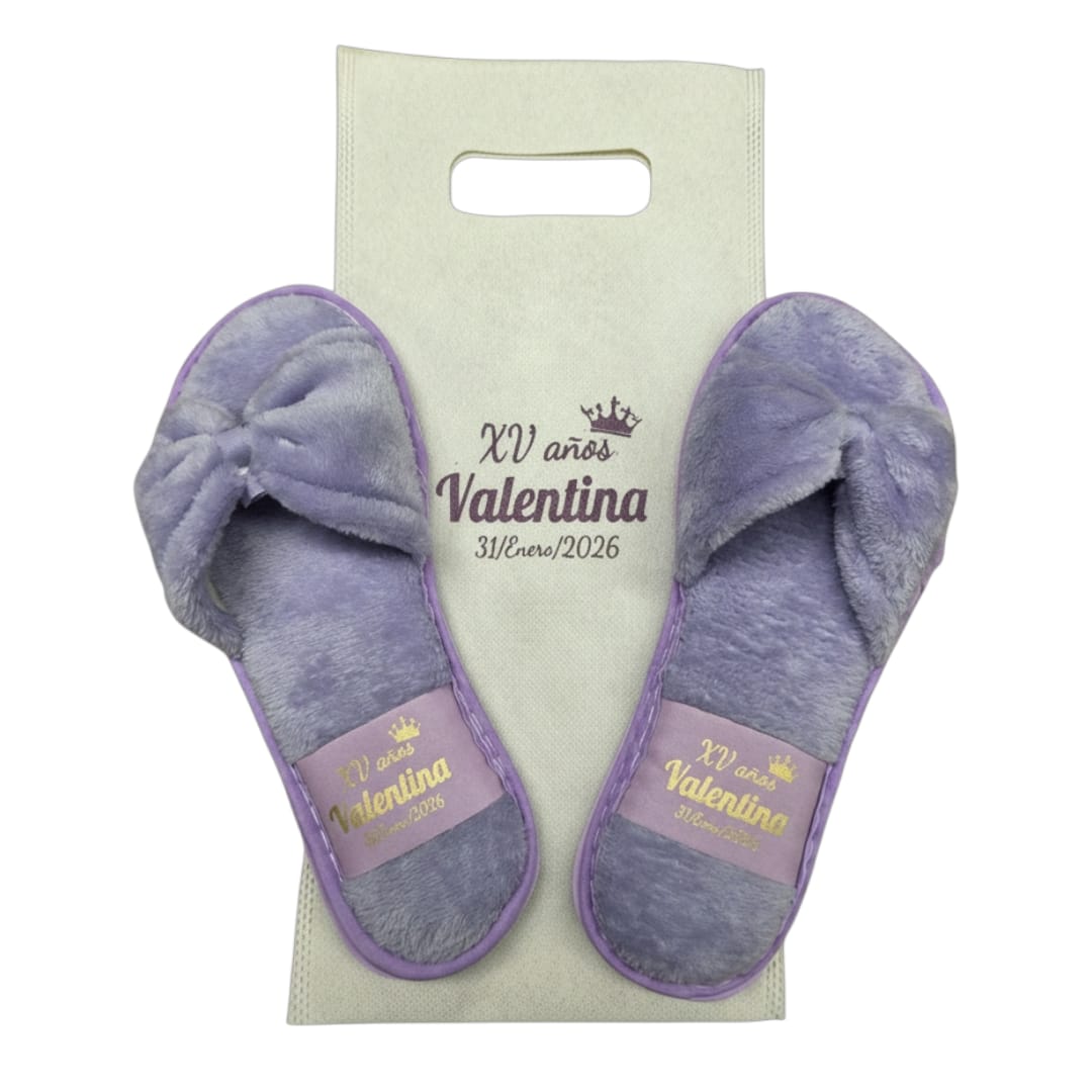 Pantuflas peluche lila boda
